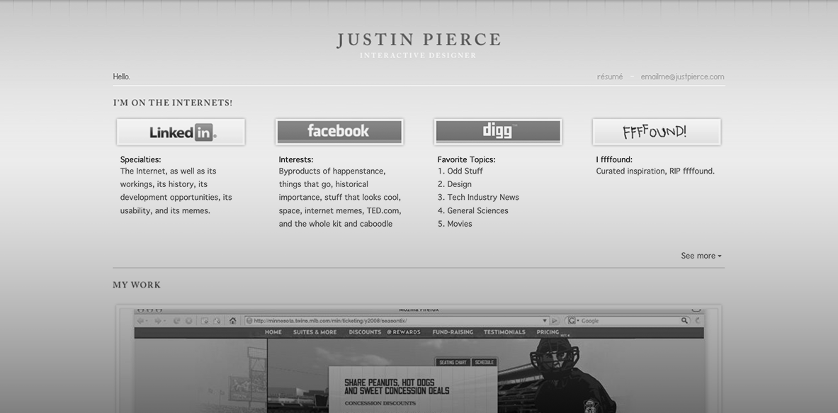 An early version of justpierce.com