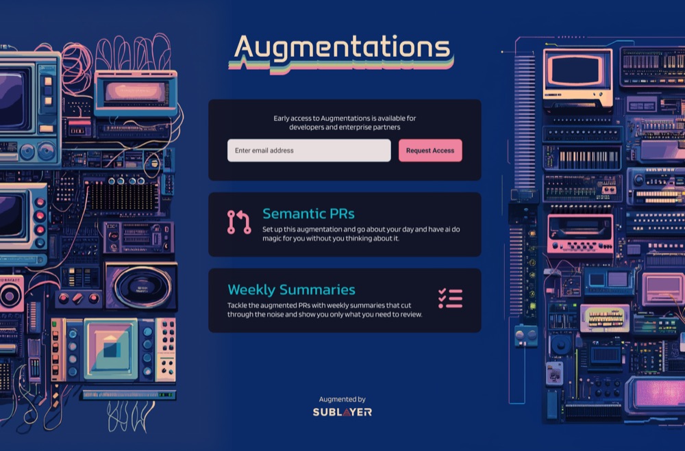 Landing page direction in blue and pink line art