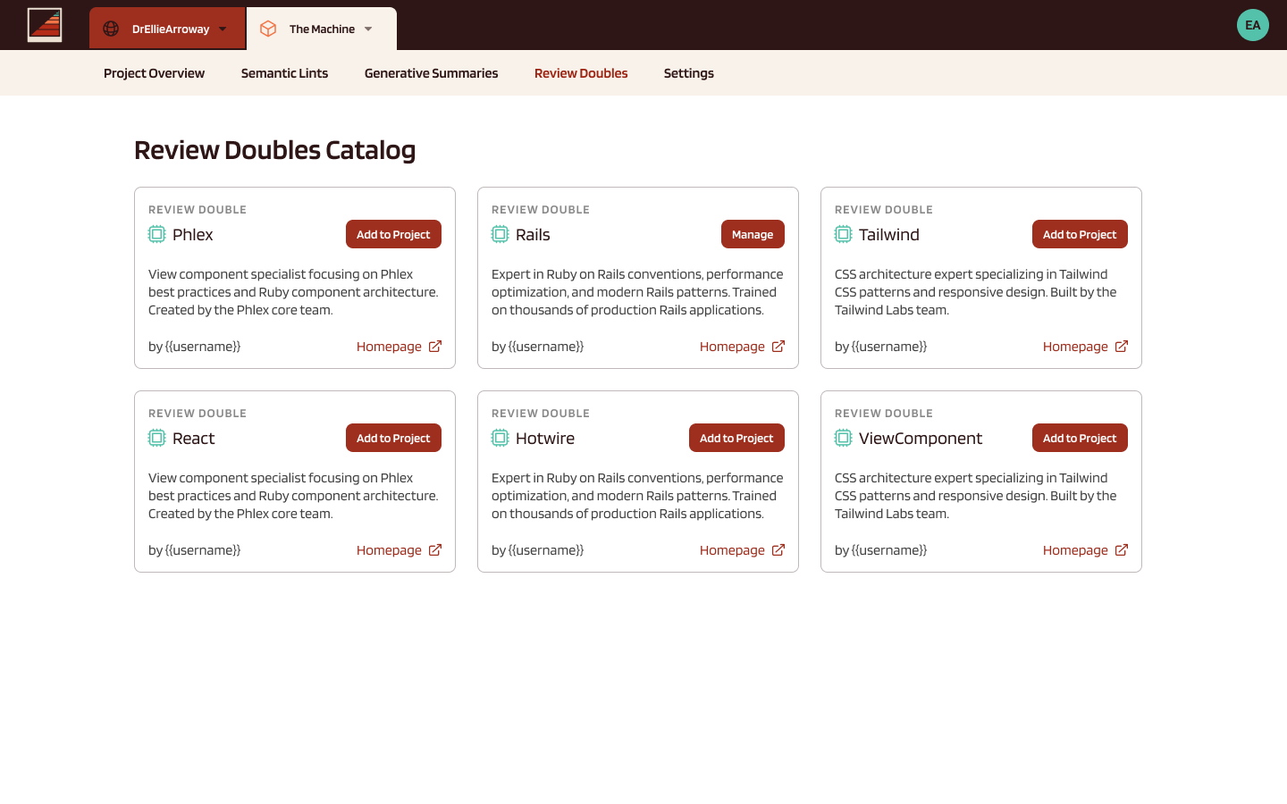 The review doubles catalog