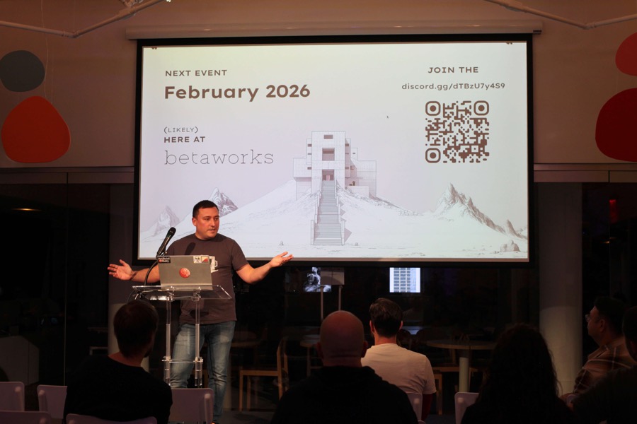 Announcing the next event from the podium