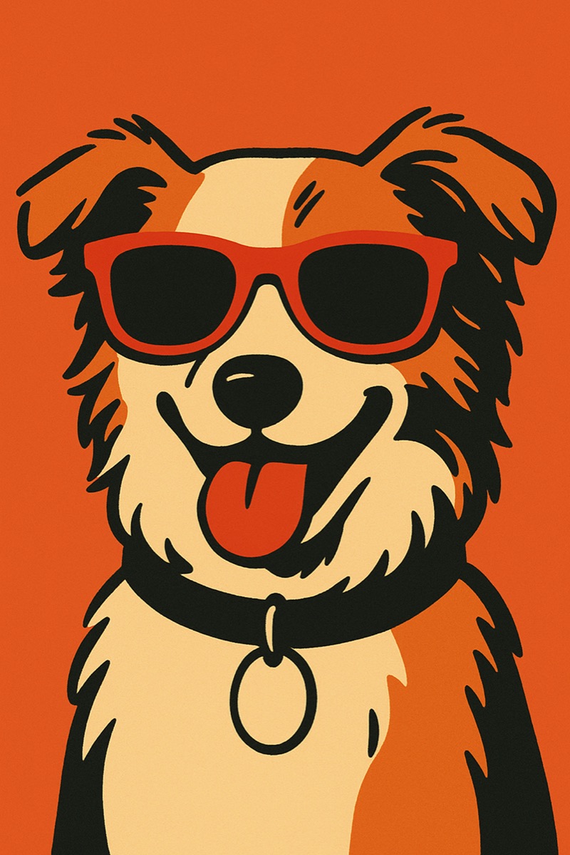 AI illustration of a collie in sunglasses