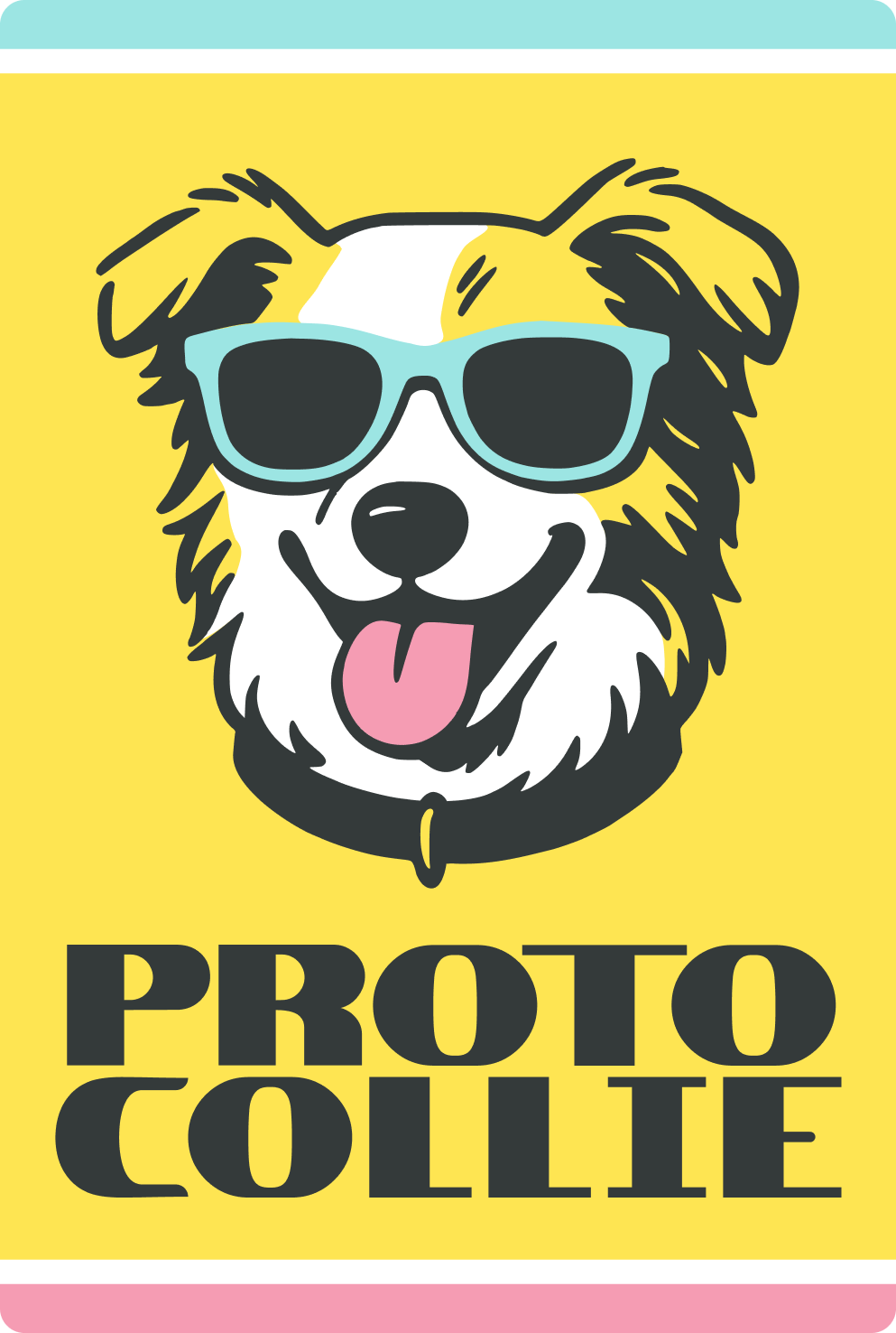 Final Protocollie mascot on a yellow card with the logotype